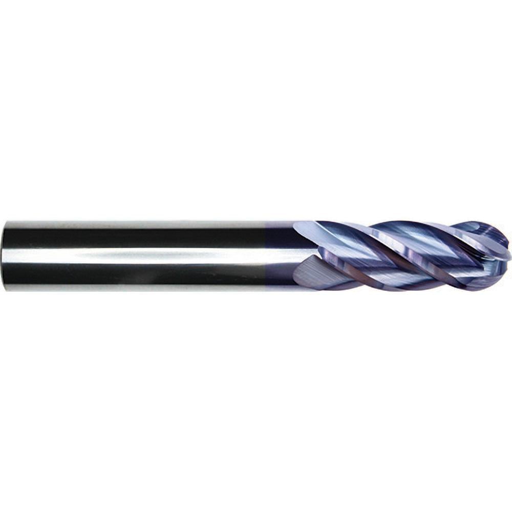 Ball End Mill: 3/4" Dia, 1" LOC, 4 Flute, Solid Carbide