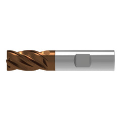 Corner Chamfer End Mill: 12.00 mm Dia, 16.00 mm LOC, 4 Flute, 0.45 mm Chamfer Width, Solid Carbide