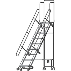 Steel & Aluminum Hybird Rolling Ladder Rolling Ladder: Type Type 1A, 92" Platform, 450 lb Capacity, 9 Step, 33-1/2" Base Width, 21" Base Height