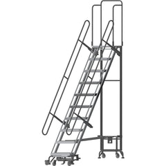 Steel & Aluminum Hybird Rolling Ladder Rolling Ladder: Type Type 1A, 102" Platform, 450 lb Capacity, 10 Step, 33-1/2" Base Width, 21" Base Height