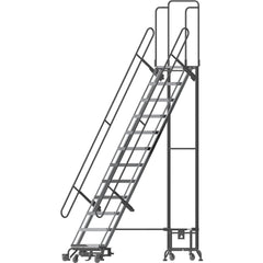 Steel & Aluminum Hybird Rolling Ladder Rolling Ladder: Type Type 1A, 122" Platform, 450 lb Capacity, 12 Step, 33-1/2" Base Width, 21" Base Height