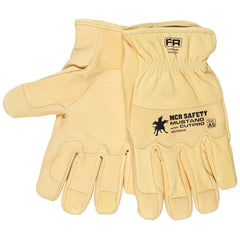 Mustang HiDex Leather DriversUtility Work Gloves, Kevlar LinedPremium Honey Gold Grain GoatskinReinforced Thumb and Index FingerWing Thumb and Double Palm Pattern