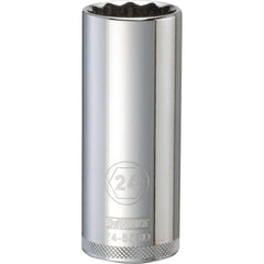 Deep  Hand Socket: 1/2" Drive, 24.00 mm Socket, 12-Point