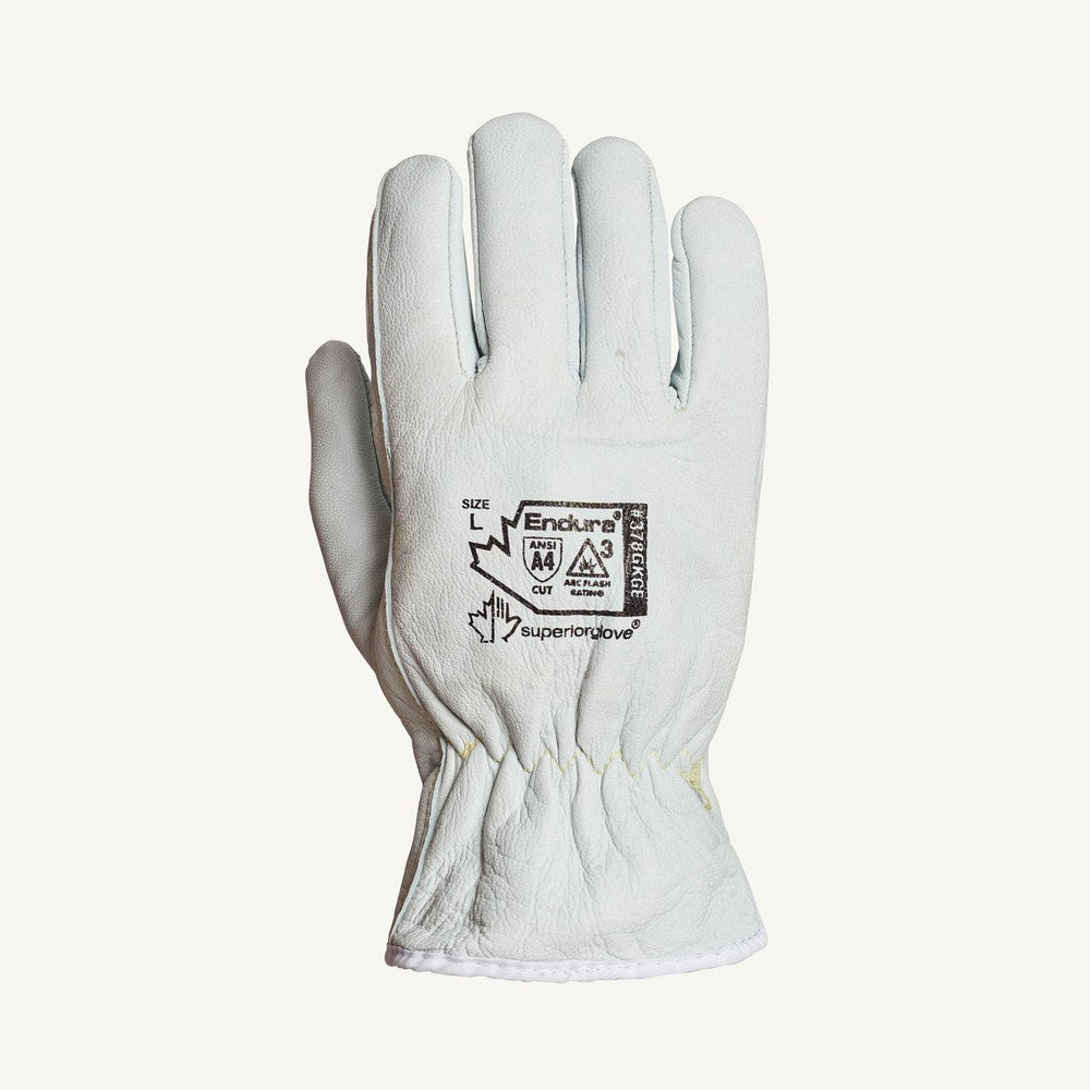 Cut, Puncture & Abrasion-Resistant Gloves: Superior Glove Works 378GKGE, Size Large, ANSI Cut A4, ANSI Puncture 3, Leather Lined, Goatskin