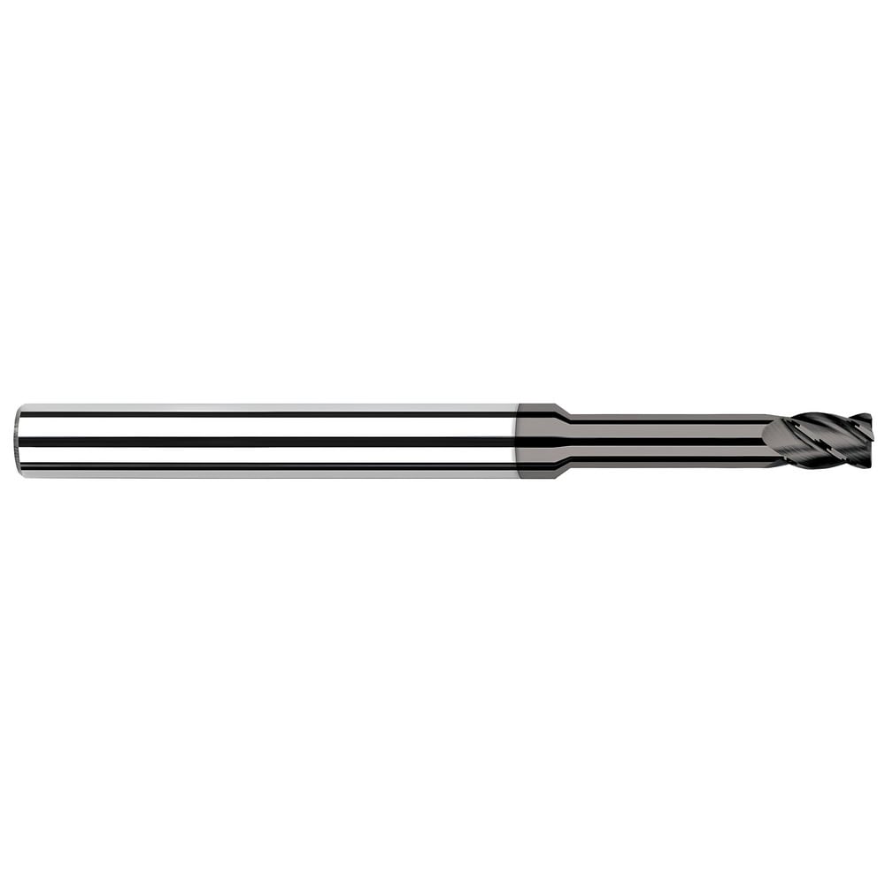 Corner Radius End Mill: 1/4" Dia, 3/8" LOC, 0.0300" Radius, 4 Flute, Solid Carbide