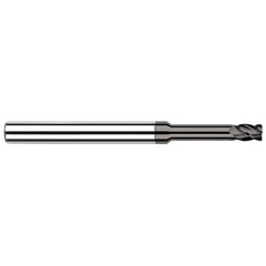 Corner Radius End Mill: 0.0470" Dia, 1.80 mm LOC, 0.0050" Radius, 4 Flute, Solid Carbide