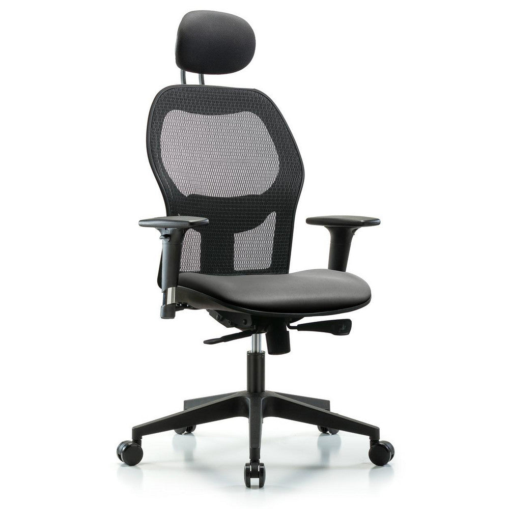 Mesh Office Task Chair: Vinyl, 23" Seat Height, Sterling