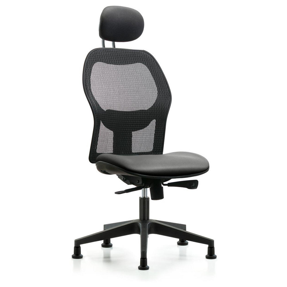 Mesh Office Task Chair: Vinyl, 23" Seat Height, Sterling