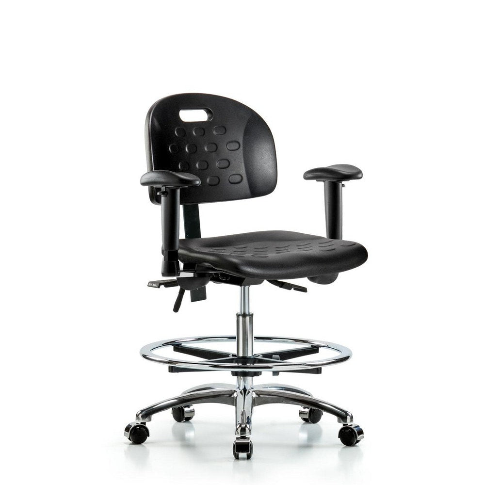 Polyurethane Task Chair: Polyurethane, 28" Seat Height, Black