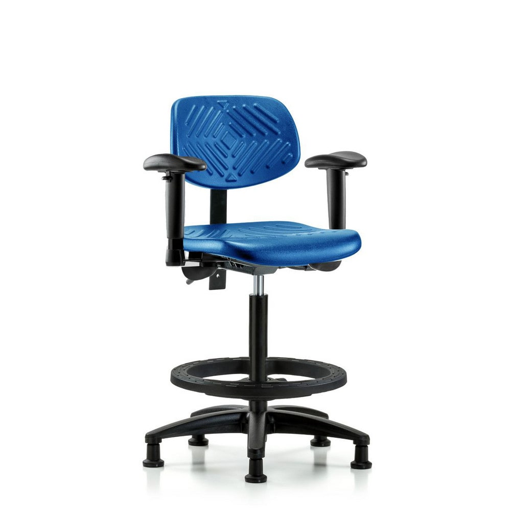 Polyurethane Task Chair: Polyurethane, 33-1/4" Seat Height, Blue