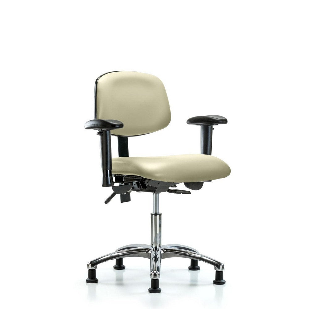 Ergonomic Multifunction Task Chair: Vinyl, 24" Seat Height, Adobe White