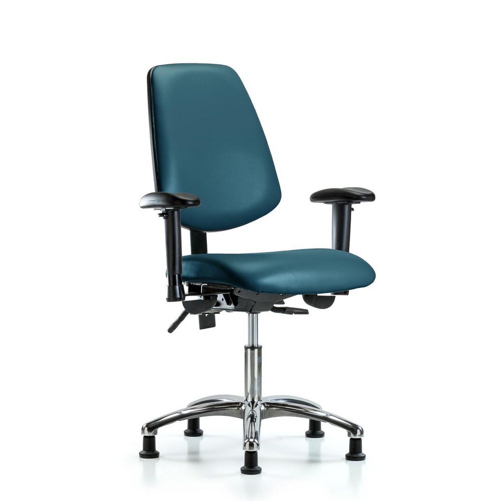 Ergonomic Multifunction Task Chair: Vinyl, 24" Seat Height, Marine Blue