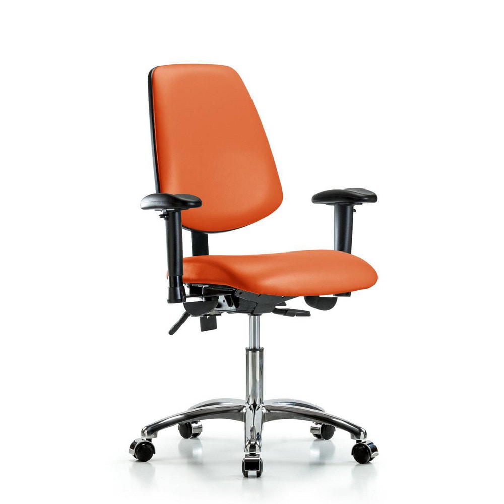 Ergonomic Multifunction Task Chair: Vinyl, 24" Seat Height, Orange Kist