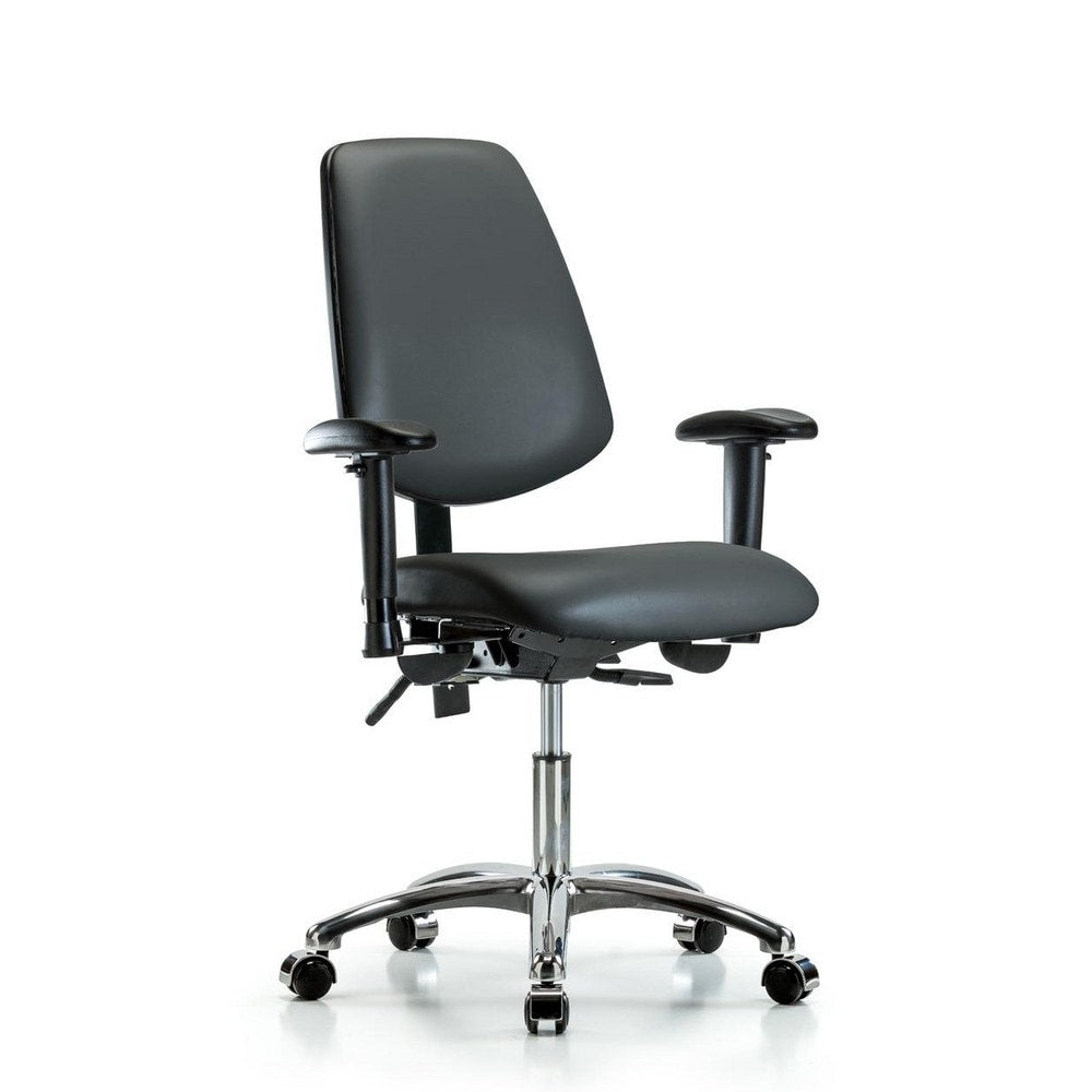 Ergonomic Multifunction Task Chair: Vinyl, 24" Seat Height, Carbon