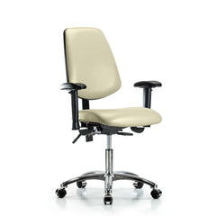 Ergonomic Multifunction Task Chair: Vinyl, 24" Seat Height, Adobe White