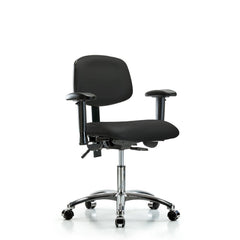 Ergonomic Multifunction Task Chair: Vinyl, 24" Seat Height, Black