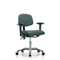 Ergonomic Multifunction Task Chair: Vinyl, 24" Seat Height, Colonial Blue