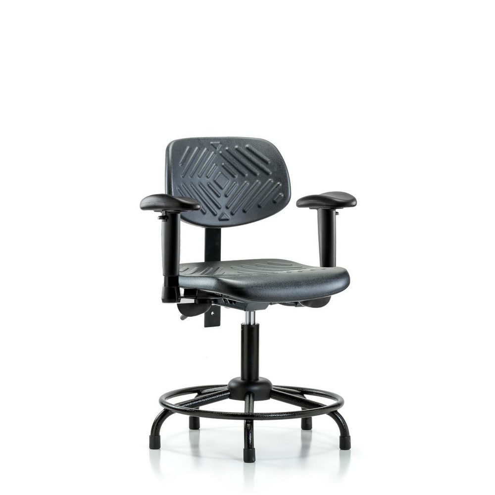 Polyurethane Task Chair: Polyurethane, 24-1/4" Seat Height, Black