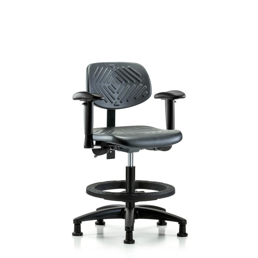 Polyurethane Task Chair: Polyurethane, 26-3/4" Seat Height, Black