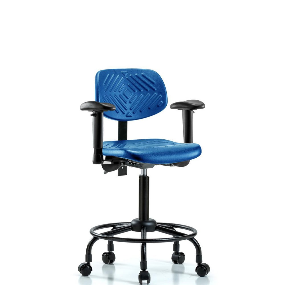 Polyurethane Task Chair: Polyurethane, 31-1/4" Seat Height, Blue