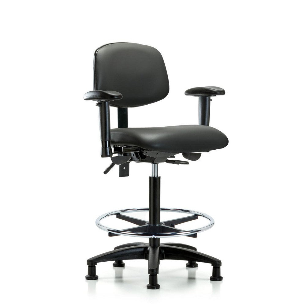 Ergonomic Multifunction Task Chair: Vinyl, 34-1/2" Seat Height, Carbon