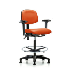 Ergonomic Multifunction Task Chair: Vinyl, 34-1/2" Seat Height, Orange Kist