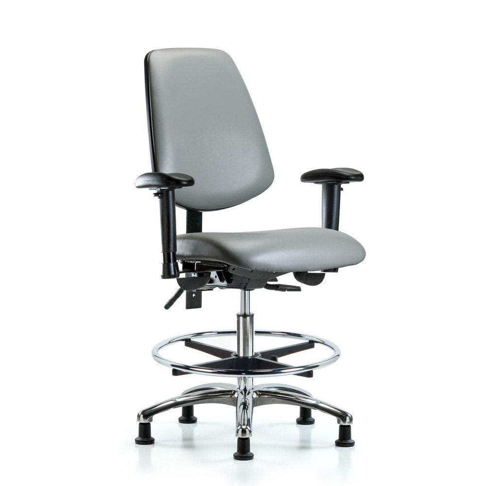 Ergonomic Multifunction Task Chair: Vinyl, 29" Seat Height, Sterling