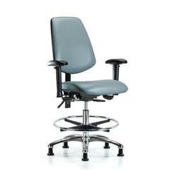 Ergonomic Multifunction Task Chair: Vinyl, 29" Seat Height, Storm