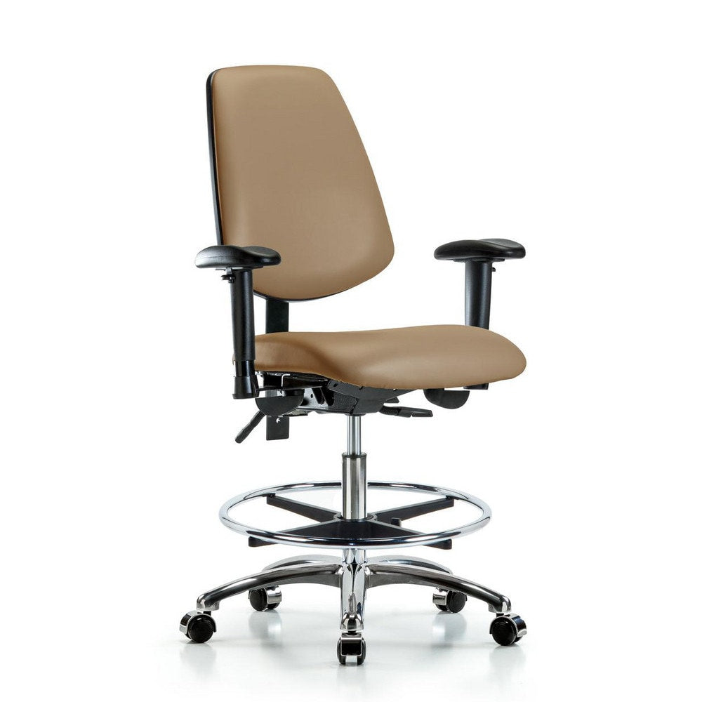 Ergonomic Multifunction Task Chair: Vinyl, 29" Seat Height, Taupe