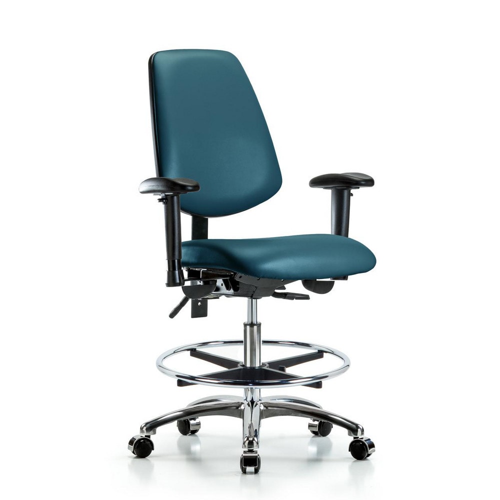 Ergonomic Multifunction Task Chair: Vinyl, 29" Seat Height, Marine Blue