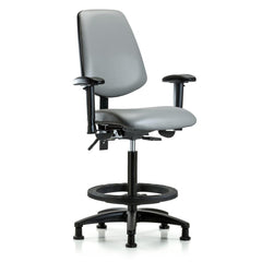 Ergonomic Multifunction Task Chair: Vinyl, 37" Seat Height, Sterling