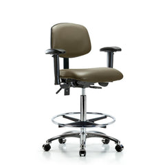 Ergonomic Multifunction Task Chair: Vinyl, 36" Seat Height, Taupe