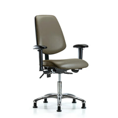 Ergonomic Multifunction Task Chair: Vinyl, 24" Seat Height, Taupe