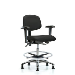 Ergonomic Multifunction Task Chair: Vinyl, 29" Seat Height, Black