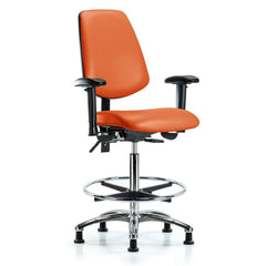 Ergonomic Multifunction Task Chair: Vinyl, 36" Seat Height, Orange Kist