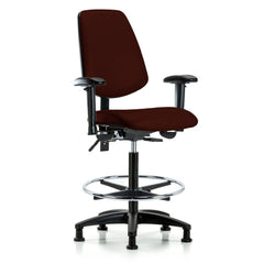 Ergonomic Multifunction Task Chair: Vinyl, 37" Seat Height, Burgundy