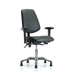 Ergonomic Multifunction Task Chair: Vinyl, 24" Seat Height, Carbon