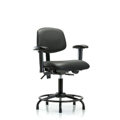 Ergonomic Multifunction Task Chair: Vinyl, 25-3/4" Seat Height, Carbon