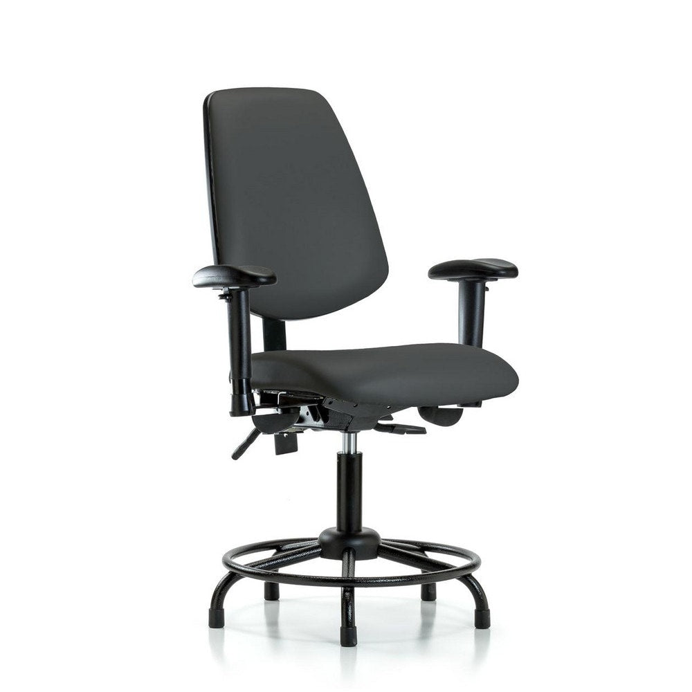 Ergonomic Multifunction Task Chair: Vinyl, 25-3/4" Seat Height, Charcoal