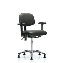 Ergonomic Multifunction Task Chair: Vinyl, 29" Seat Height, Carbon