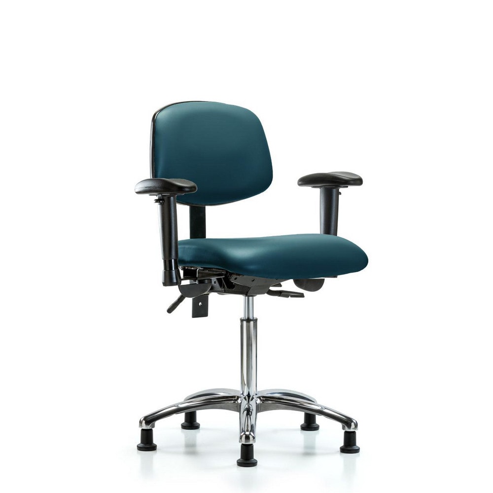 Ergonomic Multifunction Task Chair: Vinyl, 29" Seat Height, Marine Blue