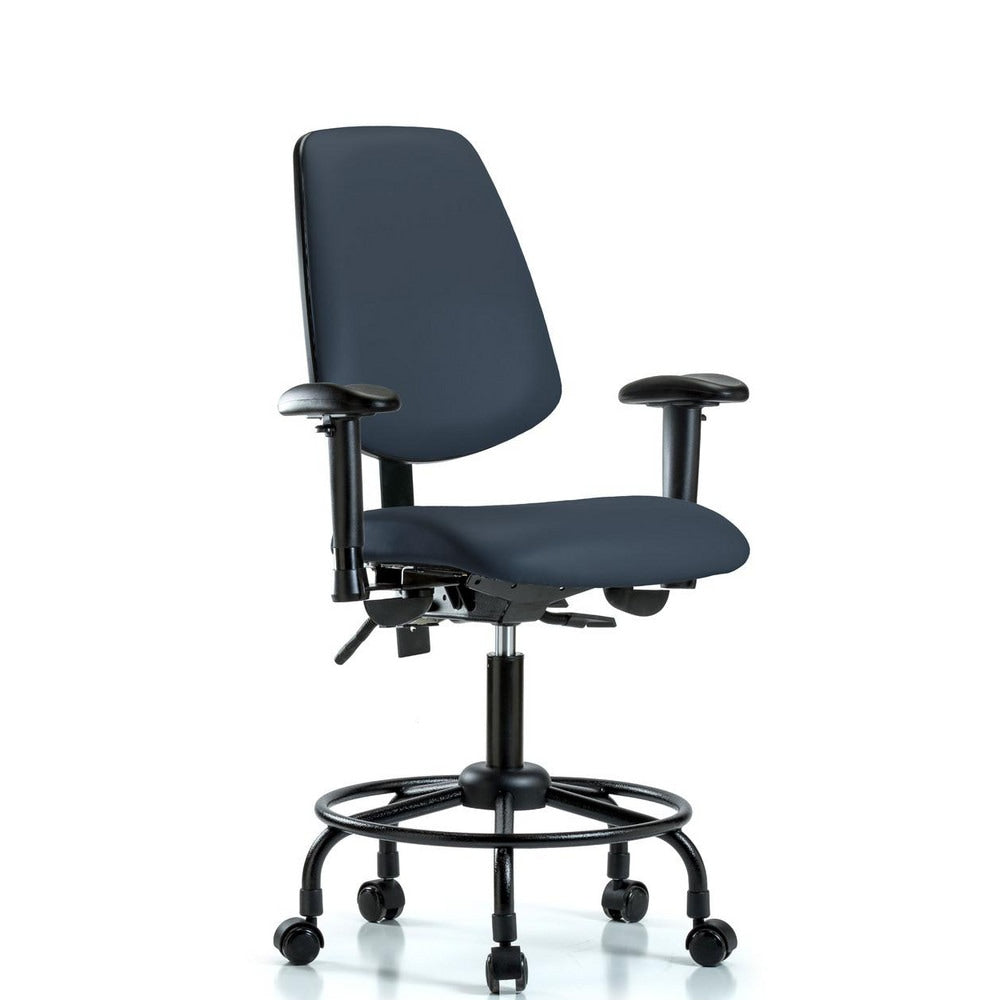 Ergonomic Multifunction Task Chair: Vinyl, 27-3/4" Seat Height, Imperial Blue