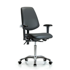 Ergonomic Multifunction Task Chair: Vinyl, 29" Seat Height, Carbon