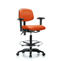 Ergonomic Multifunction Task Chair: Vinyl, 34-1/2" Seat Height, Orange Kist