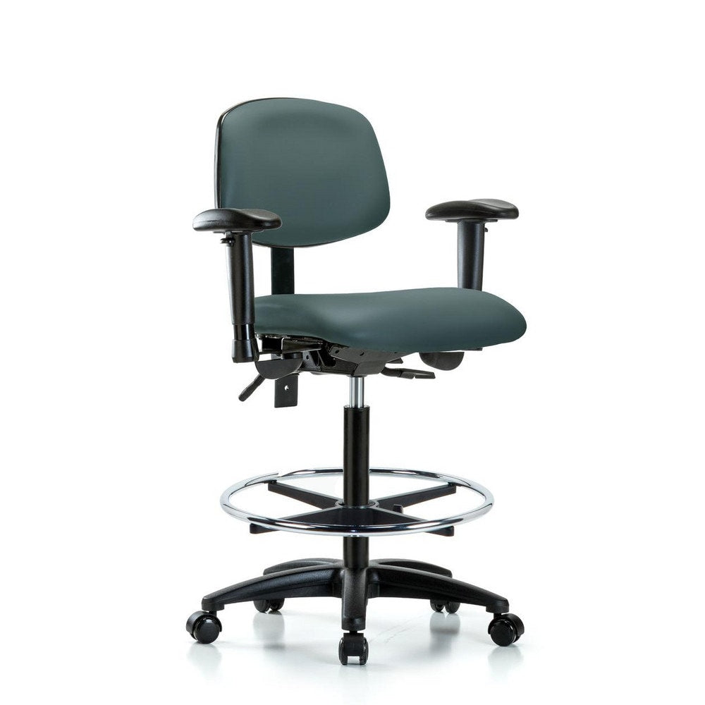 Ergonomic Multifunction Task Chair: Vinyl, 34-1/2" Seat Height, Colonial Blue