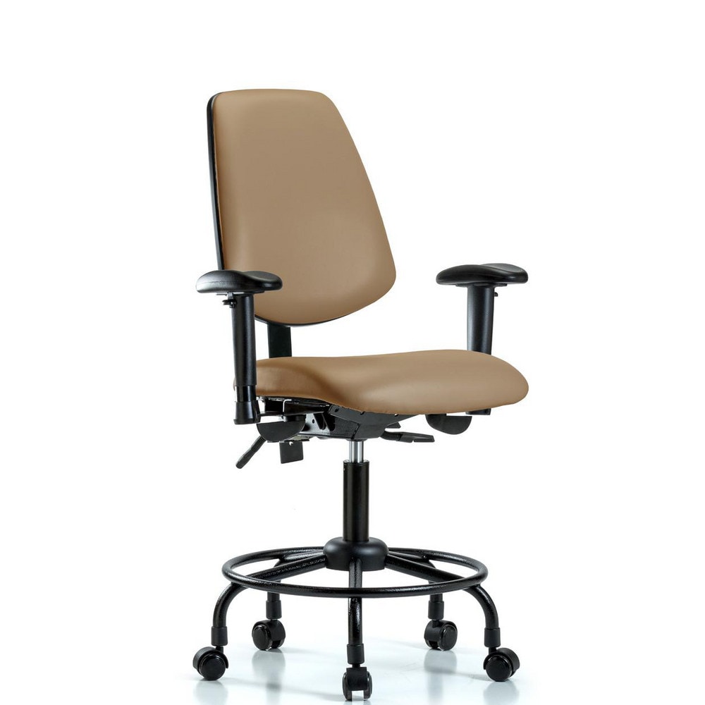 Ergonomic Multifunction Task Chair: Vinyl, 27-3/4" Seat Height, Taupe