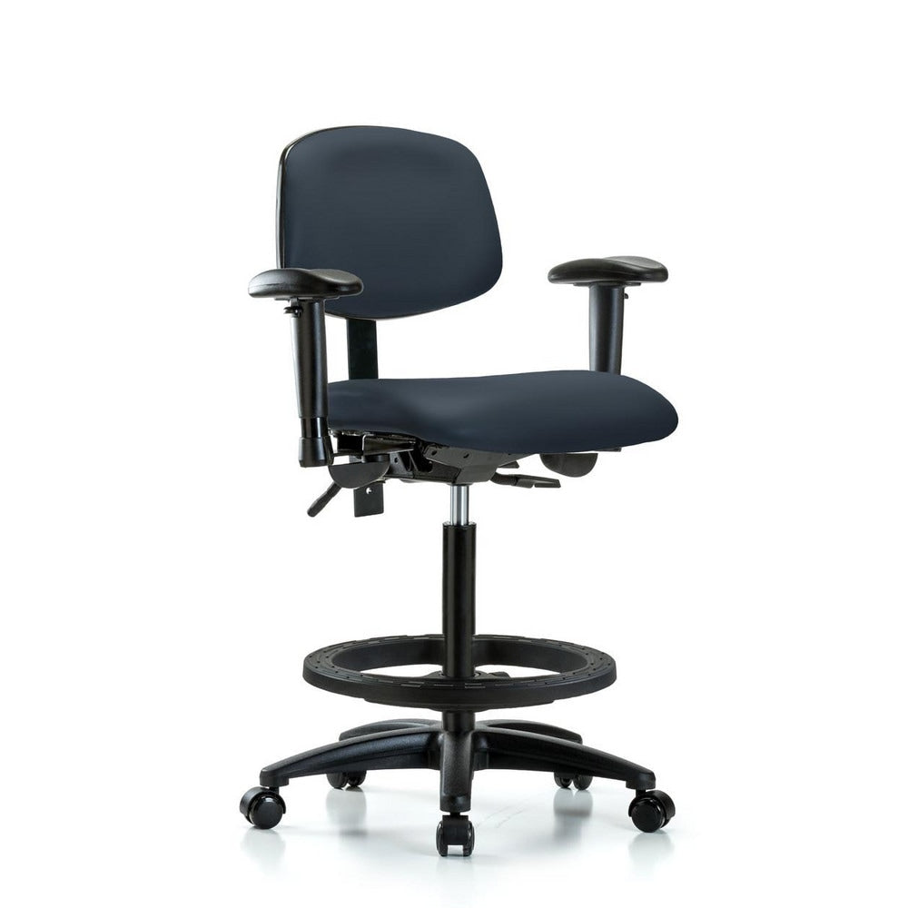 Ergonomic Multifunction Task Chair: Vinyl, 34-1/2" Seat Height, Imperial Blue