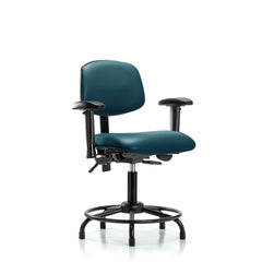 Ergonomic Multifunction Task Chair: Vinyl, 25-3/4" Seat Height, Marine Blue