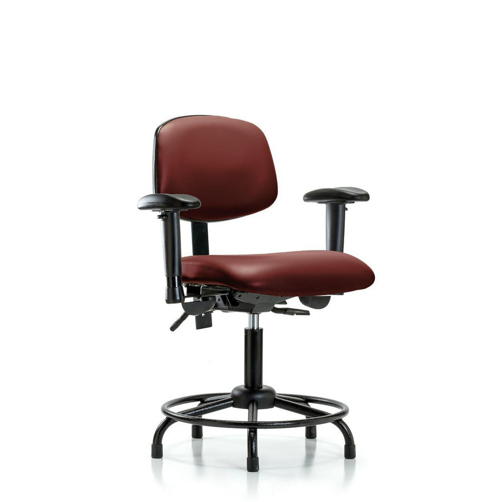 Ergonomic Multifunction Task Chair: Vinyl, 25-3/4" Seat Height, Borscht