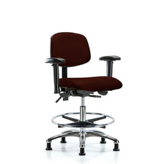 Ergonomic Multifunction Task Chair: Vinyl, 29" Seat Height, Burgundy